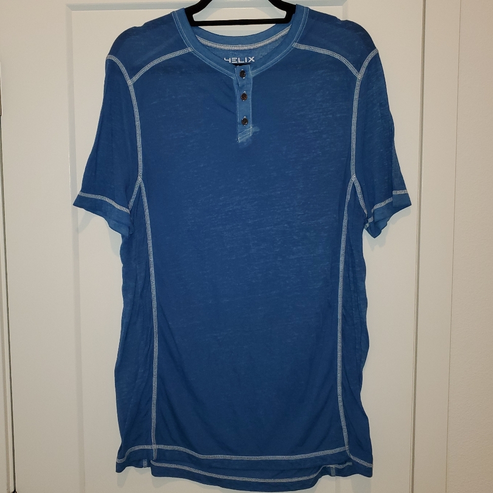 Helix Blue Short Sleeve Soft Henley